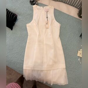 Cinq A Sept Brand New White Shift Dress with Ruffle Trim